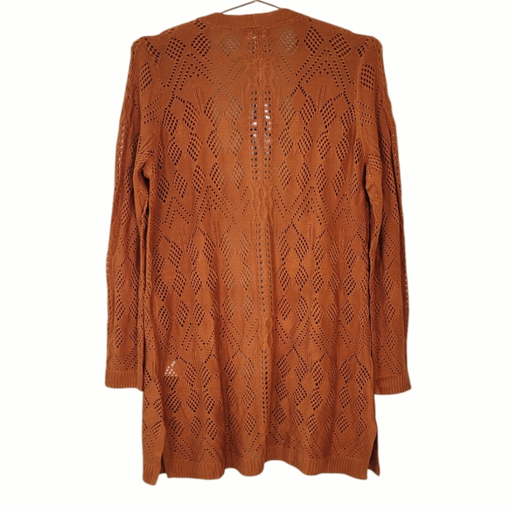 Market & Spruce Openwork Knit Cardigan - Rust - Picture 14 of 14